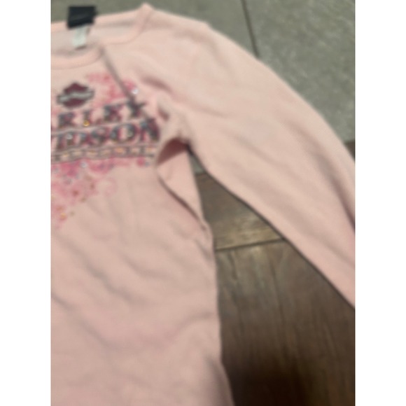 Harley Davidson Pink Thermal Long Sleeve Shirt Embellished Rhinestones Tucson AZ - Picture 6 of 7